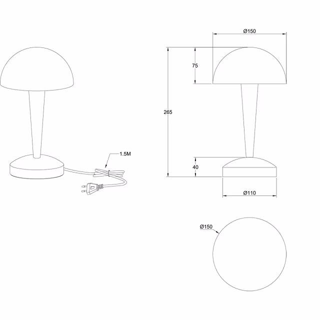 HLW LED LED Tafellamp - Trion Candin - E14 Fitting - Warm Wit 3000K - Zwart/Chroom