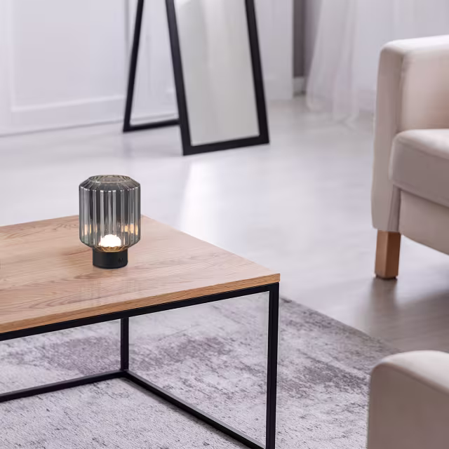 HLW LED LED Tafellamp - Trion Rali - 1.5W - Warm Wit 3000K - Oplaadbare batterijen - Ovaal - Mat Zwart - Metaal - Rookkleur - Glas HLW LED LED Tafellamp - Trion Rali - 1.5W - Warm Wit 3000K - Oplaadbare batterijen - Ovaal - Mat Zwart - Metaal - Rookkleur - Glas