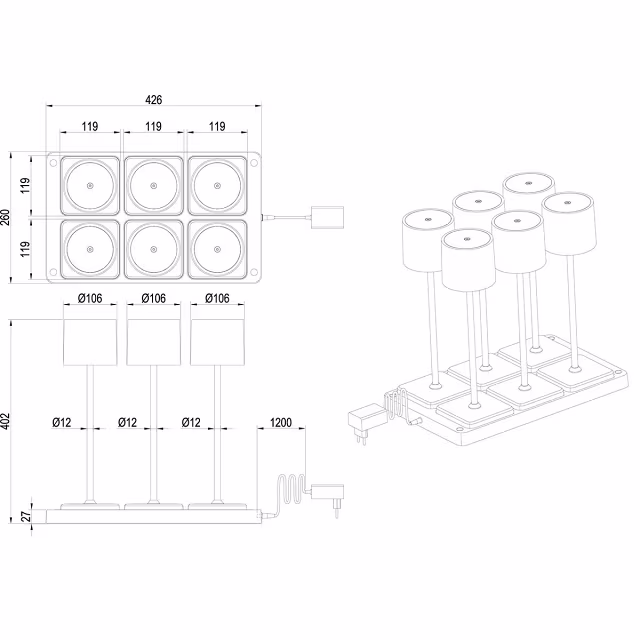 HLW LED LED Tafellamp - Trion Andez - 1.5W - 6 Lichtpunten - Aanpasbare kleur - Oplaadbare batterijen - Mat Zwart - Kunststof HLW LED LED Tafellamp - Trion Andez - 1.5W - 6 Lichtpunten - Aanpasbare kleur - Oplaadbare batterijen - Mat Zwart - Kunststof
