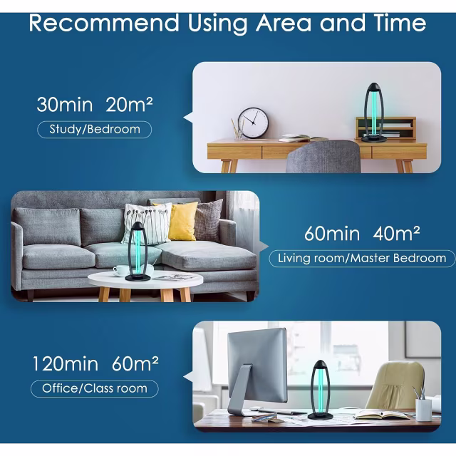 HLW LED UV-C Tafellamp - Zwarte met 360º Straling, Timer & Afstandsbediening HLW LED UV-C Tafellamp - Zwarte met 360º Straling, Timer & Afstandsbediening