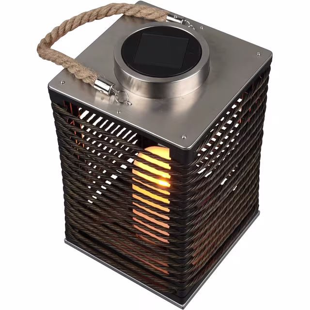 HLW LED LED Tafellamp met Zonne-energie, Sensor & Spatwaterdicht - Mat Zwarte Stoffen Kap