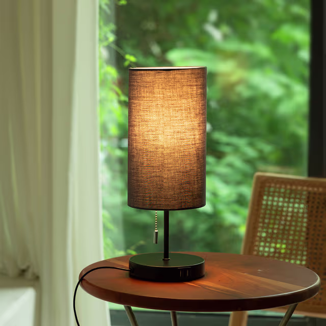 HLW LED LED Tafellamp met USB Oplaadfunctie - Mat Zwart Aluminium - Rond - E27 Fitting HLW LED LED Tafellamp met USB Oplaadfunctie - Mat Zwart Aluminium - Rond - E27 Fitting