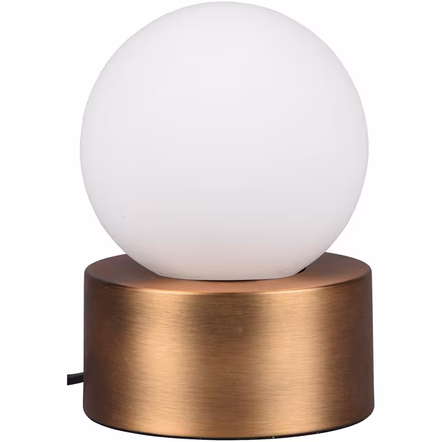 Ronde LED tafellamp in oud bronzen aluminium met E14 fitting en maximaal 25W vermogen Ronde LED tafellamp in oud bronzen aluminium met E14 fitting en maximaal 25W vermogen