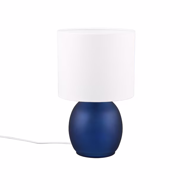 Ronde blauwe LED tafellamp van glas met E14 fitting en maximaal 10W vermogen Ronde blauwe LED tafellamp van glas met E14 fitting en maximaal 10W vermogen