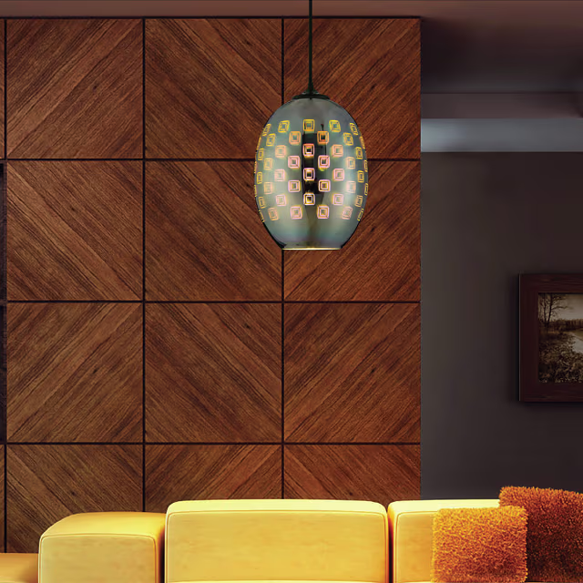 moderne ovale LED hanglamp van chroom en glas met maximaal 60W vermogen moderne ovale LED hanglamp van chroom en glas met maximaal 60W vermogen