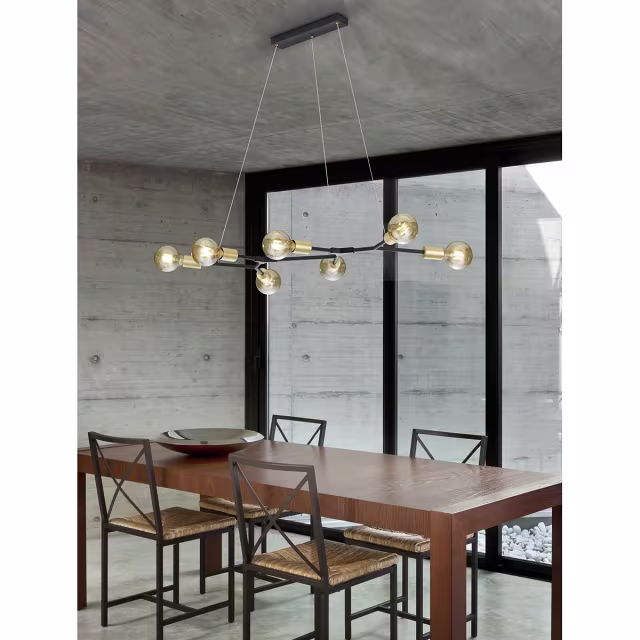 HLW LED Moderne Zwarte LED Hanglamp Trion Ross - 7-lichts, Aluminium, E27 Fitting HLW LED Moderne Zwarte LED Hanglamp Trion Ross - 7-lichts, Aluminium, E27 Fitting