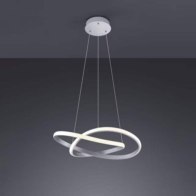 Ronde dimbare LED hanglamp 27,5W in mat nikkel met warm wit licht en modern design Ronde dimbare LED hanglamp 27,5W in mat nikkel met warm wit licht en modern design