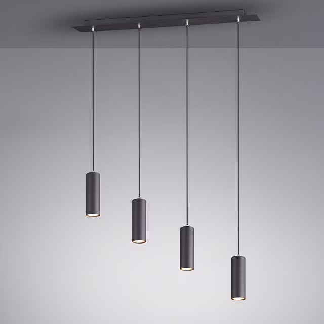 Zwarte moderne LED hanglamp met 4 lichtpunten en GU10 fitting, 35W vermogen Zwarte moderne LED hanglamp met 4 lichtpunten en GU10 fitting, 35W vermogen