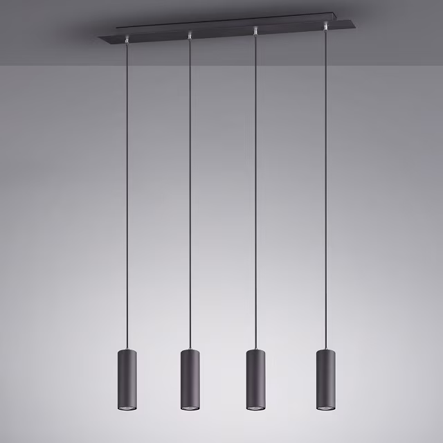 HLW LED LED Hanglamp Trion Mary - Mat Zwart Aluminium, 4-lichts met GU10 HLW LED LED Hanglamp Trion Mary - Mat Zwart Aluminium, 4-lichts met GU10