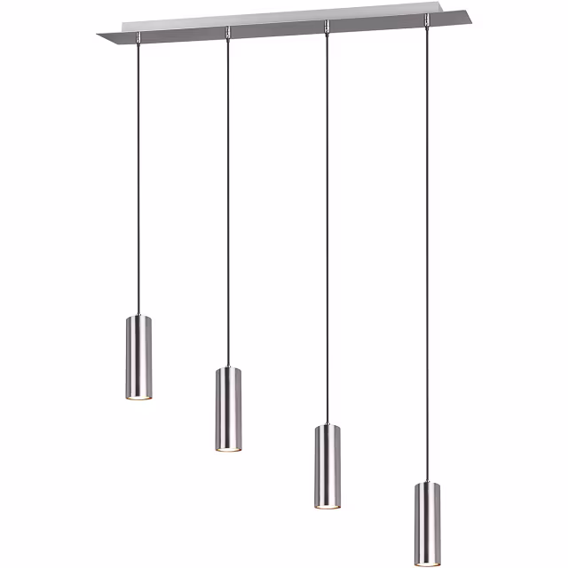 moderne LED hanglamp met 4 lichtpunten in mat nikkel aluminium en 35W vermogen moderne LED hanglamp met 4 lichtpunten in mat nikkel aluminium en 35W vermogen