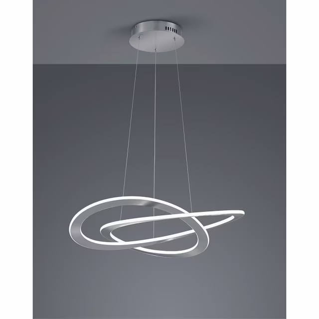 dimbare LED hanglamp 52W in mat nikkel met warm wit licht en modern design dimbare LED hanglamp 52W in mat nikkel met warm wit licht en modern design