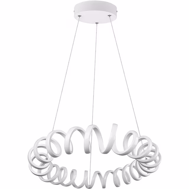 Dimbare moderne witte LED hanglamp 33W met natuurlijk wit licht 4000K in strakke ronde vorm Dimbare moderne witte LED hanglamp 33W met natuurlijk wit licht 4000K in strakke ronde vorm
