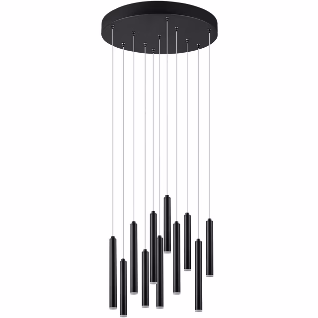 Ronde dimbare zwarte LED hanglamp 22W met warm wit licht en modern design Ronde dimbare zwarte LED hanglamp 22W met warm wit licht en modern design