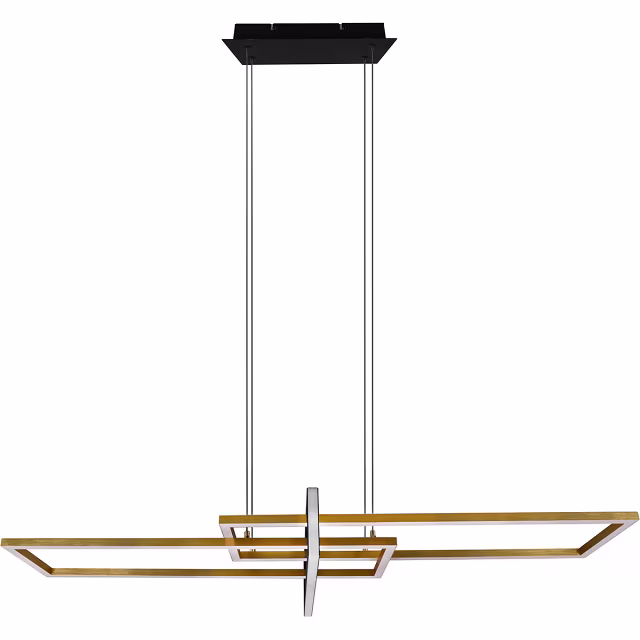 HLW LED Dimbare LED Hanglamp 34W - Mat Zwart/Goud - Warm Wit 3000K - Aluminium HLW LED Dimbare LED Hanglamp 34W - Mat Zwart/Goud - Warm Wit 3000K - Aluminium