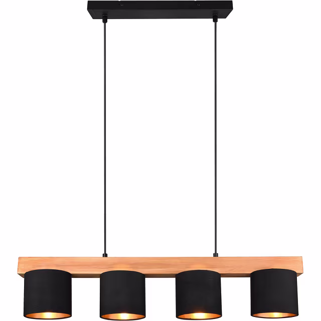 moderne LED hanglamp met vier lichtpunten zwart en goud met E14 fitting en 28W vermogen moderne LED hanglamp met vier lichtpunten zwart en goud met E14 fitting en 28W vermogen