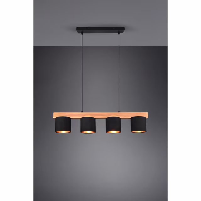 HLW LED Stijlvolle LED Hanglamp Hout Mat Zwart/Goud - 4-Lichts E14 Fitting - Trion Camo HLW LED Stijlvolle LED Hanglamp Hout Mat Zwart/Goud - 4-Lichts E14 Fitting - Trion Camo