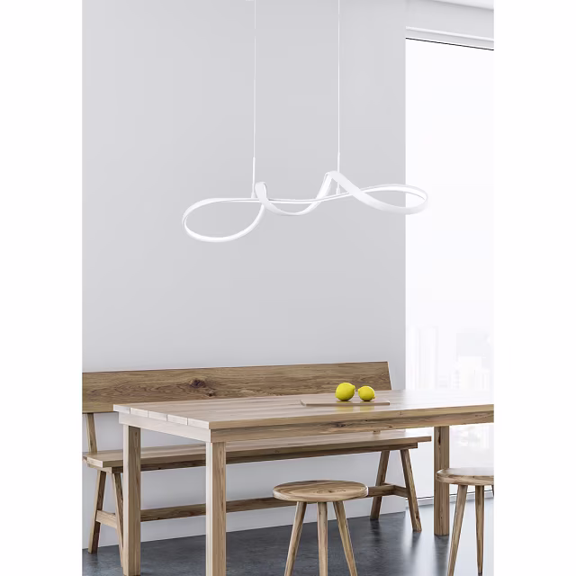 Moderne dimbare witte LED hanglamp met 37W vermogen en natuurlijk wit licht 4000K Moderne dimbare witte LED hanglamp met 37W vermogen en natuurlijk wit licht 4000K