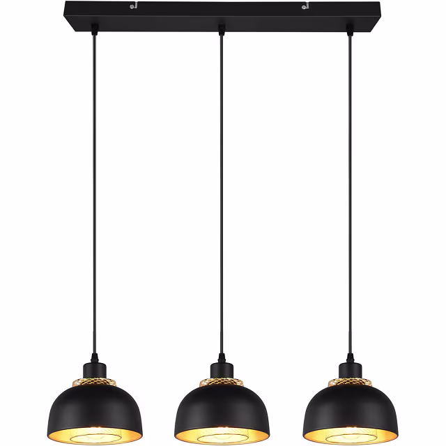 Zwarte moderne LED hanglamp met drie lichtpunten en 40W vermogen Zwarte moderne LED hanglamp met drie lichtpunten en 40W vermogen