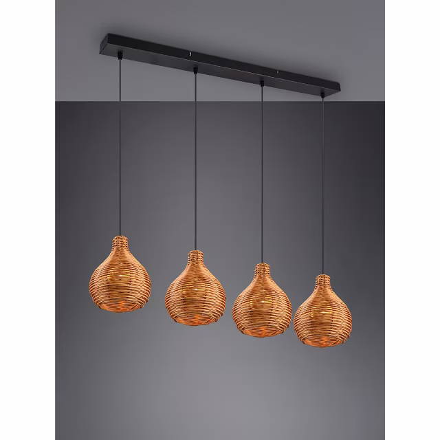 HLW LED LED Hanglamp Hout - Trion Sparko 4-lichts Bruine Hangverlichting met E14 Fitting HLW LED LED Hanglamp Hout - Trion Sparko 4-lichts Bruine Hangverlichting met E14 Fitting