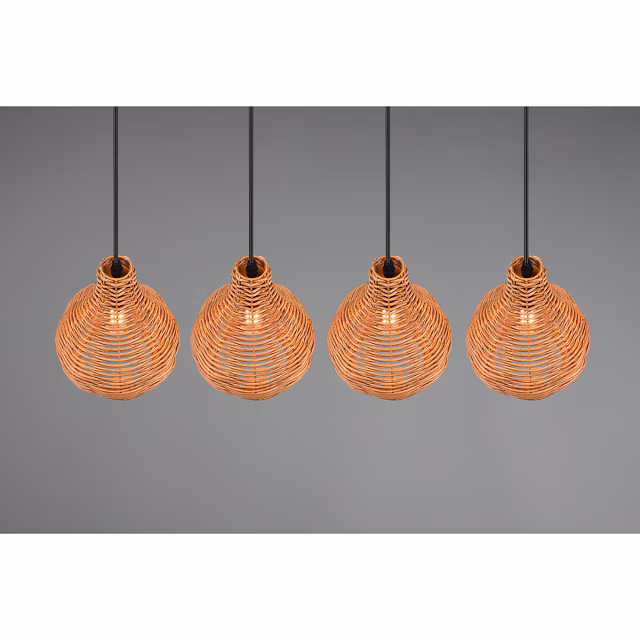 HLW LED LED Hanglamp Hout - Trion Sparko 4-lichts Bruine Hangverlichting met E14 Fitting HLW LED LED Hanglamp Hout - Trion Sparko 4-lichts Bruine Hangverlichting met E14 Fitting