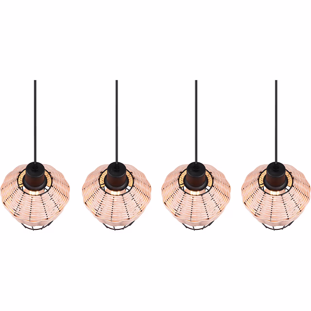 HLW LED LED Hanglamp Trion Bera - 4-lichts Rechthoek Bruin Aluminium met E27 Fitting