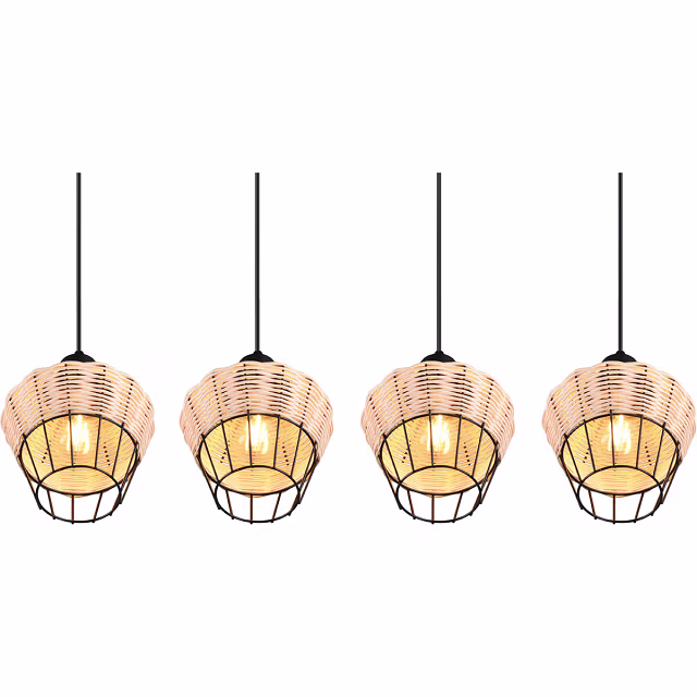 HLW LED LED Hanglamp Trion Bera - 4-lichts Rechthoek Bruin Aluminium met E27 Fitting