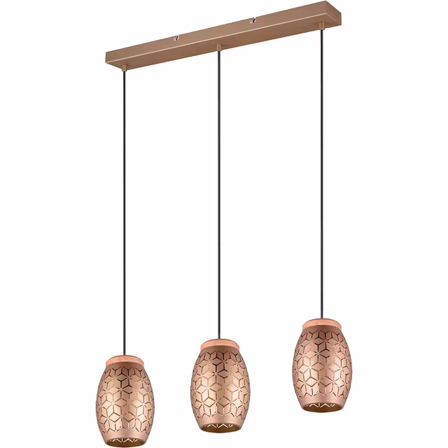 Moderne 3-lichts metalen LED hanglamp in coffee kleur met E27 fitting en 28W vermogen Moderne 3-lichts metalen LED hanglamp in coffee kleur met E27 fitting en 28W vermogen