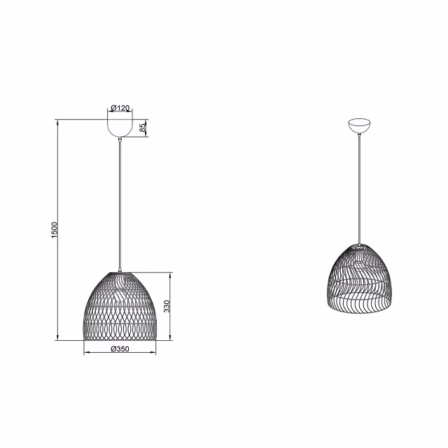 HLW LED LED Hanglamp Trion Kei - 1-lichts Rond Bruin Rotan - E27 Fitting HLW LED LED Hanglamp Trion Kei - 1-lichts Rond Bruin Rotan - E27 Fitting