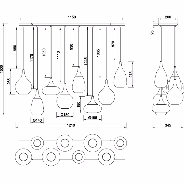 HLW LED Moderne Metalen LED Hanglamp Trion Artina - Zwarte LED Hanglamp met 8 Lichtpunten HLW LED Moderne Metalen LED Hanglamp Trion Artina - Zwarte LED Hanglamp met 8 Lichtpunten