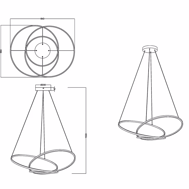 HLW LED LED Hanglamp 52W - Gouden Metalen Dimbare LED Hanglamp met Instelbare Kleur HLW LED LED Hanglamp 52W - Gouden Metalen Dimbare LED Hanglamp met Instelbare Kleur