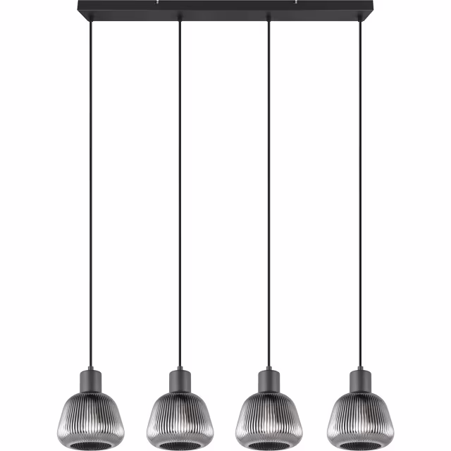 Mat zwarte metalen LED hanglamp met 4 lichtpunten en modern design, 25W vermogen Mat zwarte metalen LED hanglamp met 4 lichtpunten en modern design, 25W vermogen