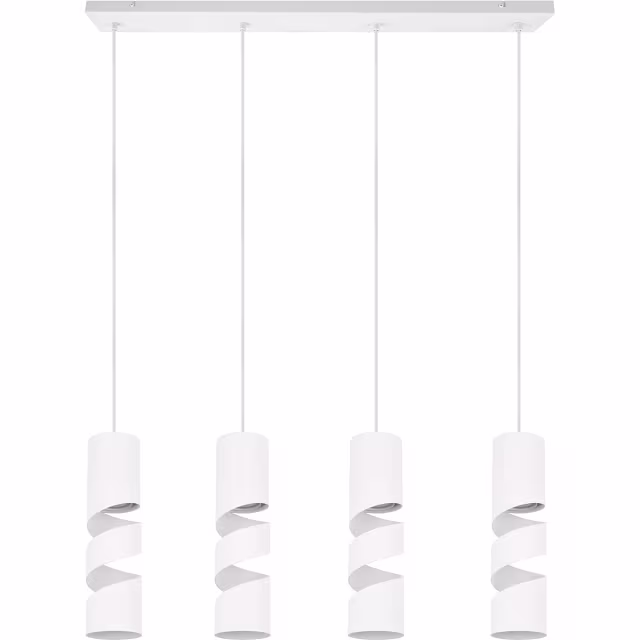 Moderne witte metalen hanglamp met 4 LED-lichten en GU10 fitting, 10W vermogen Moderne witte metalen hanglamp met 4 LED-lichten en GU10 fitting, 10W vermogen