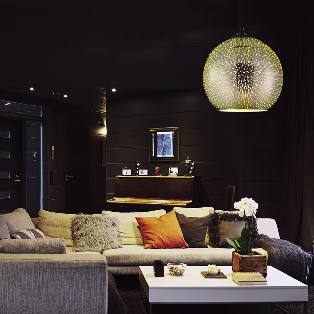 Moderne verstelbare LED hanglamp 3D Quanta met chroom frame en rond glas, geschikt voor E27 lampen Moderne verstelbare LED hanglamp 3D Quanta met chroom frame en rond glas, geschikt voor E27 lampen