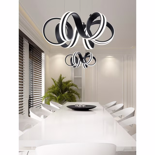 HLW LED Dimbare LED Hanglamp 38W - Mat Zwart Aluminium - Warm Wit 3000K - Rond HLW LED Dimbare LED Hanglamp 38W - Mat Zwart Aluminium - Warm Wit 3000K - Rond