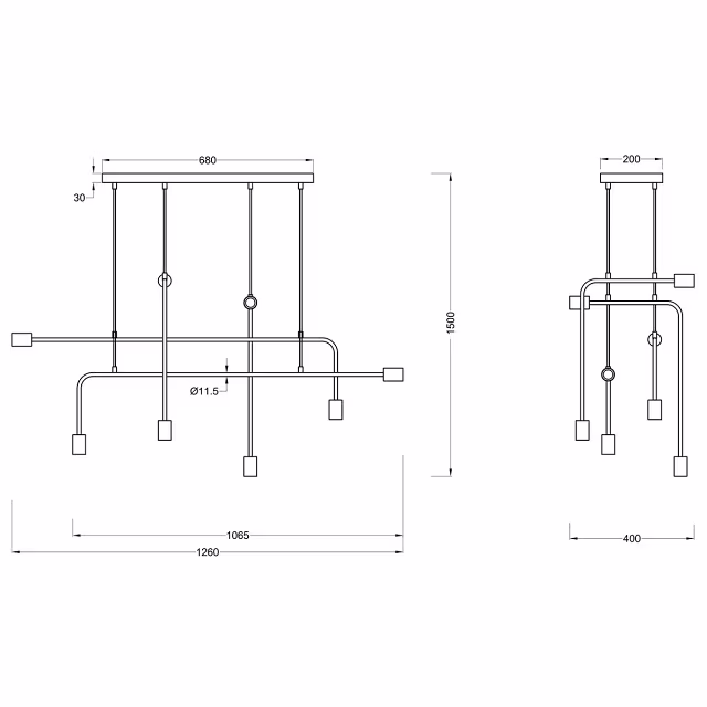 HLW LED LED Hanglamp Trion Conar - Mat Zwarte LED Hanglamp met 8x E27 Lampenfitting HLW LED LED Hanglamp Trion Conar - Mat Zwarte LED Hanglamp met 8x E27 Lampenfitting