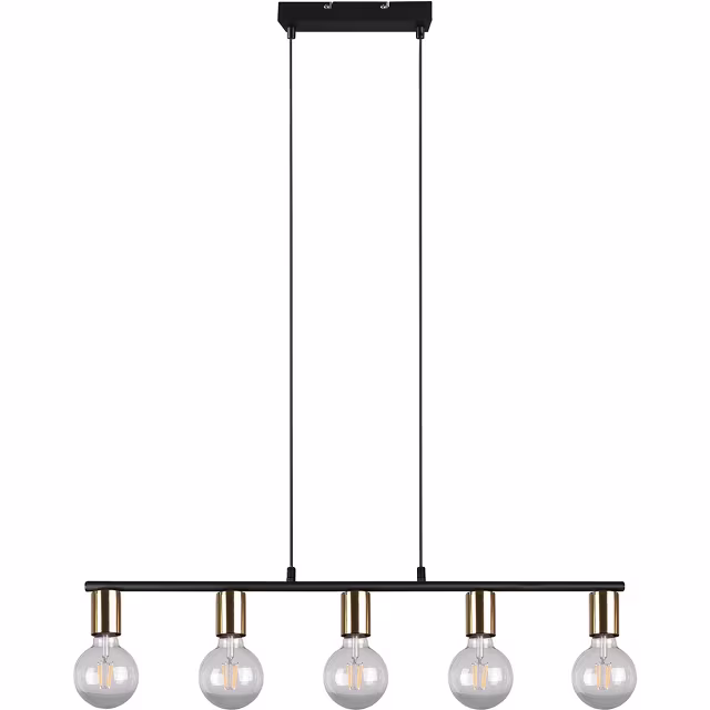 HLW LED Black & Gold LED Pendant Lamp Trion Zuncka - 5-light E27, Rectangular HLW LED Black & Gold LED Pendant Lamp Trion Zuncka - 5-light E27, Rectangular
