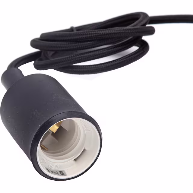 Ronde zwarte stoffen LED hanglamp met 60W vermogen en modern design Ronde zwarte stoffen LED hanglamp met 60W vermogen en modern design