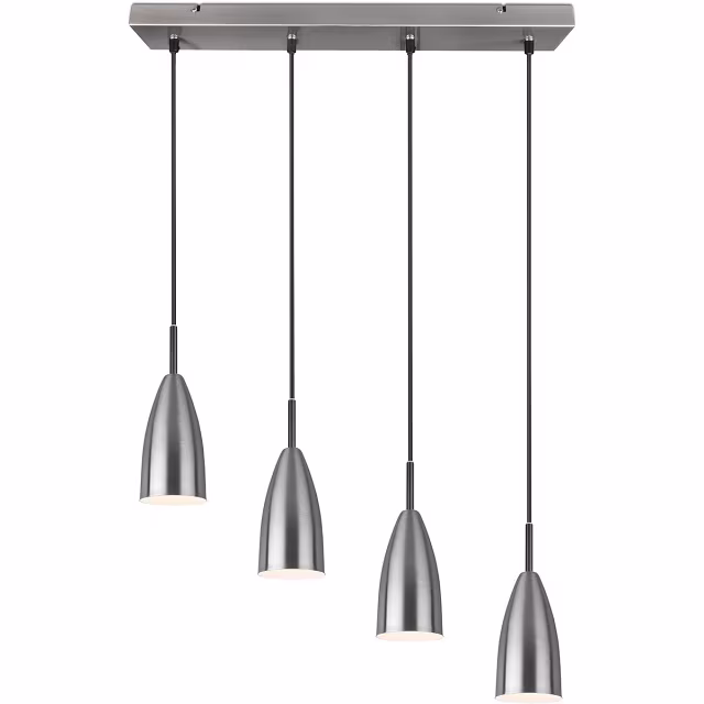 Moderne 4-lichts LED hanglamp Farona in mat nikkel met 25W vermogen en E14 fittingen Moderne 4-lichts LED hanglamp Farona in mat nikkel met 25W vermogen en E14 fittingen