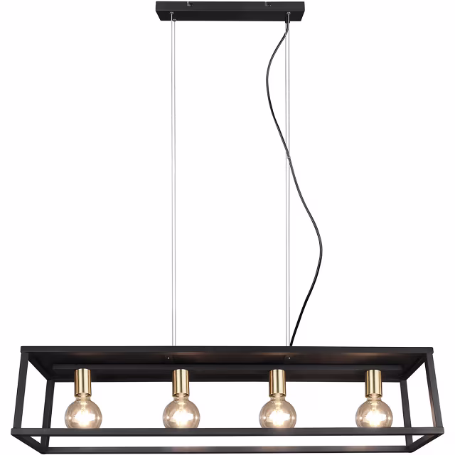 moderne zwarte LED hanglamp met 4 lichtpunten en E27 fittingen, vermogen 10W moderne zwarte LED hanglamp met 4 lichtpunten en E27 fittingen, vermogen 10W