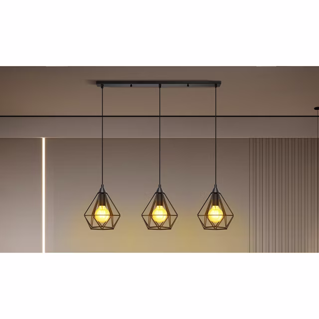 HLW LED Klassieke LED Hanglamp Aigi Elsa - Mat Zwart Aluminium, 3-Lichts E27 Fitting HLW LED Klassieke LED Hanglamp Aigi Elsa - Mat Zwart Aluminium, 3-Lichts E27 Fitting