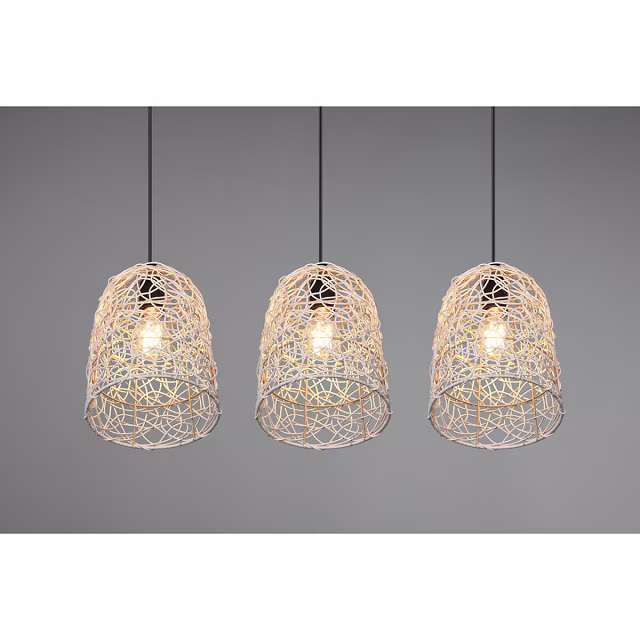 HLW LED LED Hanglamp Hout - 3-lichts LED Lamp Trion Lopar met E27 Fitting, Bruin HLW LED LED Hanglamp Hout - 3-lichts LED Lamp Trion Lopar met E27 Fitting, Bruin