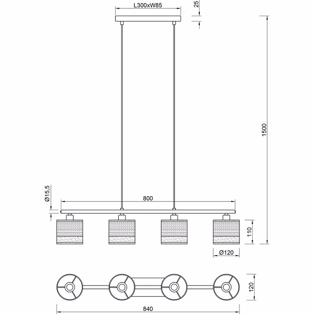 HLW LED Moderne Metalen Zwarte LED Hanglamp Trion Lazo - 4-lichts E14 Verstelbaar HLW LED Moderne Metalen Zwarte LED Hanglamp Trion Lazo - 4-lichts E14 Verstelbaar