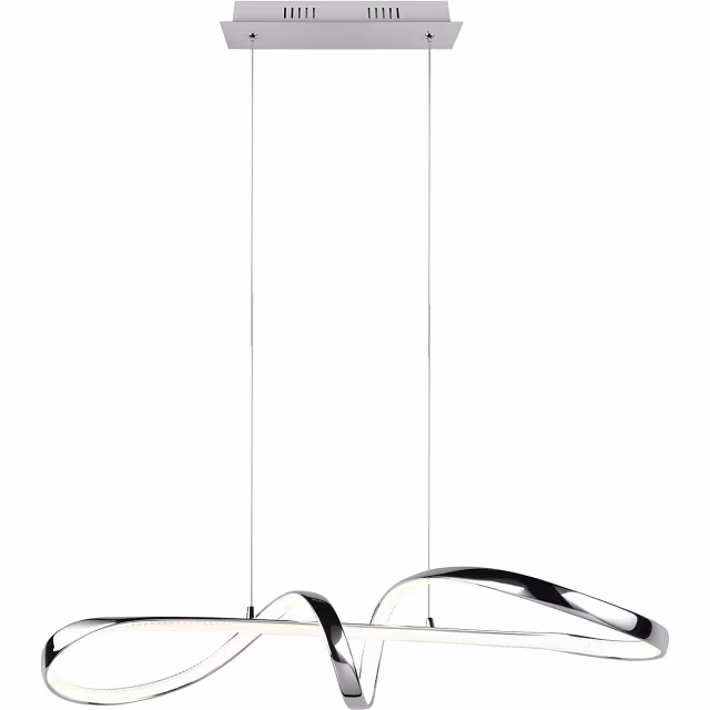 Dimbare metalen LED hanglamp in chroom met modern design en 37W natuurlijk wit neutraal licht Dimbare metalen LED hanglamp in chroom met modern design en 37W natuurlijk wit neutraal licht