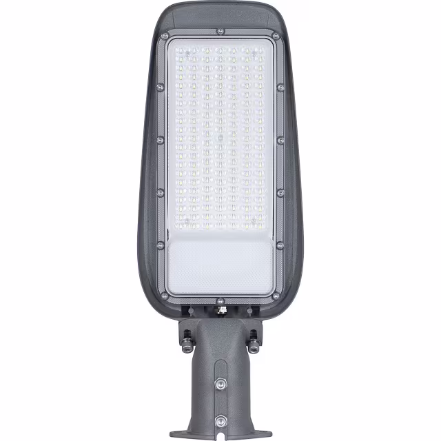 Waterdichte LED straatlamp 100W met neutraal wit licht van 4000K en 9300 lumen in zwart metalen behuizing Waterdichte LED straatlamp 100W met neutraal wit licht van 4000K en 9300 lumen in zwart metalen behuizing