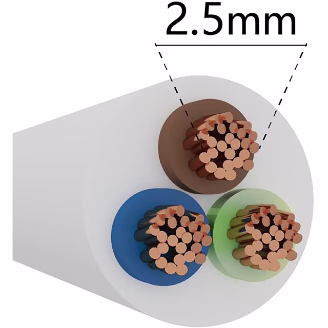 Witte 3-aderige flexibele stroomkabel 20 meter 2,5 mm² met Eca brandveiligheid en KEMA-KEUR certificaat Witte 3-aderige flexibele stroomkabel 20 meter 2,5 mm² met Eca brandveiligheid en KEMA-KEUR certificaat