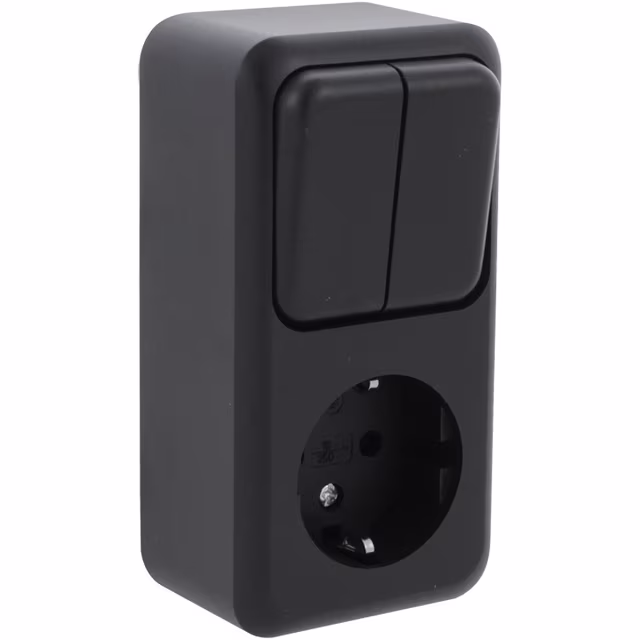 Q-LINK Wandcontactdoos Mat Zwart 2x Schakelaar + Geaard LED toebehoren Q-LINK Wandcontactdoos Mat Zwart 2x Schakelaar + Geaard LED toebehoren