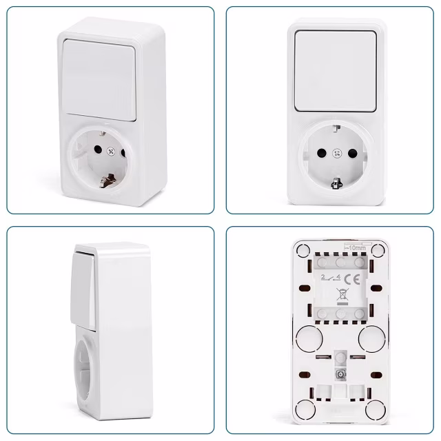 HLW LED Aigi Winy surface-mounted wall socket white + changeover earth connection HLW LED Aigi Winy surface-mounted wall socket white + changeover earth connection