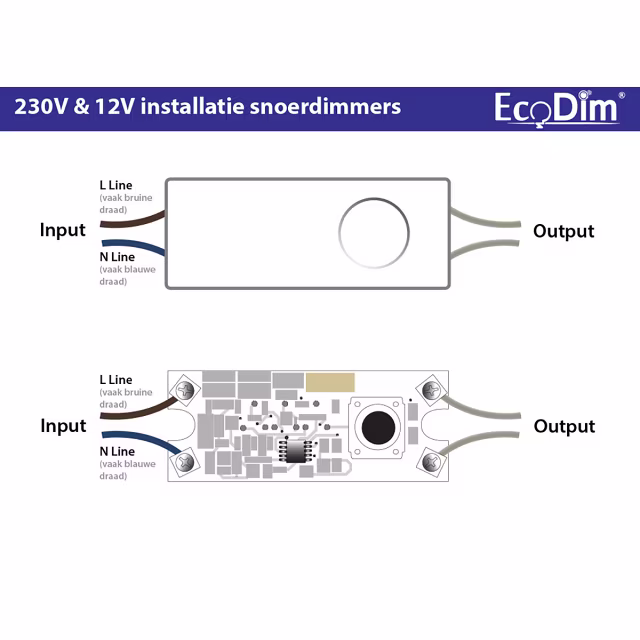 EcoDim EcoDim LED Snoerdimmer 0-50W - compacte zwarte dimmer EcoDim EcoDim LED Snoerdimmer 0-50W - compacte zwarte dimmer