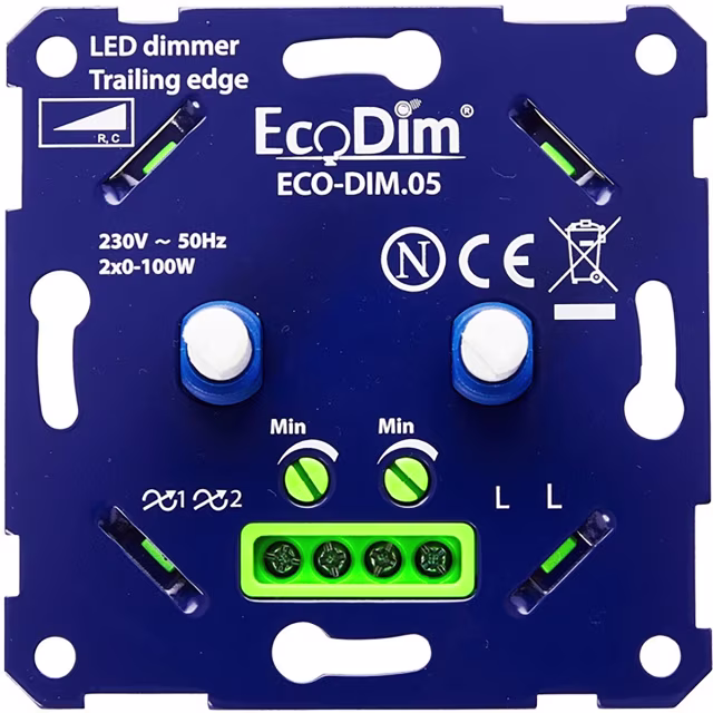 EcoDim LED DUO Dimmer 2x0–100W – inbouw & opbouw LED toebehoren EcoDim LED DUO Dimmer 2x0–100W – inbouw & opbouw LED toebehoren