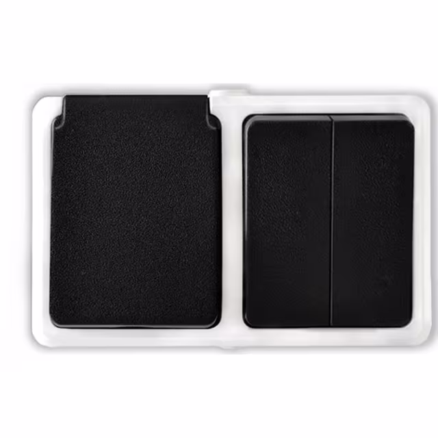 Grijs schakelmateriaal met enkel stopcontact & 2-knops wissel LED toebehoren Grijs schakelmateriaal met enkel stopcontact & 2-knops wissel LED toebehoren